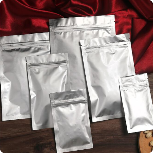 Stand up pouch with zipper and Matt silver 250gram Pack Of 100pcs